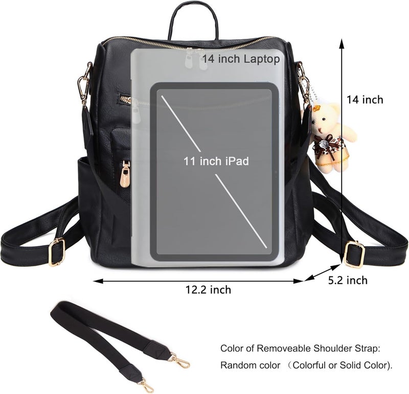 Soperwillton Women Backpack Purse Multipurpose Design Handbags Shoulder Bag PU Leather Travel bag Backpack Set 2pcs - Image 5